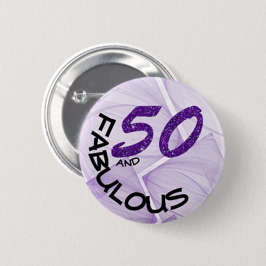 Badge Rond 5 Cm Purple Parties scintillant Girly 50 et la typograp (Devant & derrière)