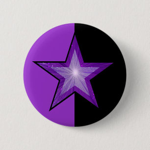 Badge Rond 5 Cm Purple Star bouton violet noir