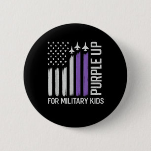 Badge Rond 5 Cm Purple Up For Military Kids Drapeau Usa Military C