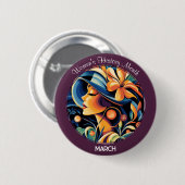 Badge Rond 5 Cm Purple Women's History Month (Devant & derrière)
