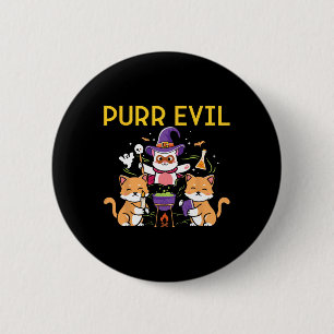 Badge Rond 5 Cm Purr Evil Halloween Chats sorcières Amusants Chats