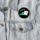 Badge Rond 5 Cm Purr-maid Funny Kitty Chat Mermaid Pun Dark BG (En situation)