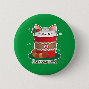 Badge Rond 5 Cm Purrista Pawfee : Café mignon de chat de gingembr