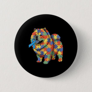 Badge Rond 5 Cm Puzzle Chow Chow Sensibilisation à l'autisme Femme