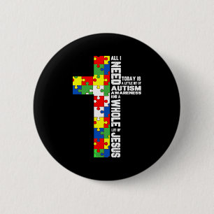 Badge Rond 5 Cm Puzzle cool Jésus Croix de sensibilisation à l'aut