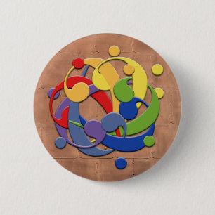 Badge Rond 5 Cm Puzzle de boule d'arc-en-ciel de clef basse