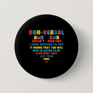 Badge Rond 5 Cm Puzzle de coeur non verbalement Écouter Sensibilis