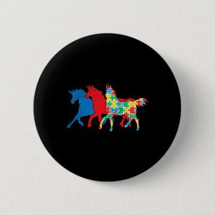 Badge Rond 5 Cm Puzzle de licornes bleu rouge Sensibilisation à l'