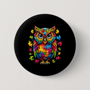 Badge Rond 5 Cm Puzzle de Sensibilisation sur l'autisme de hibou A