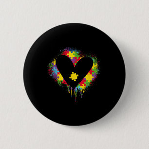 Badge Rond 5 Cm Puzzle du coeur _ Autiste _ Soutien Autisme