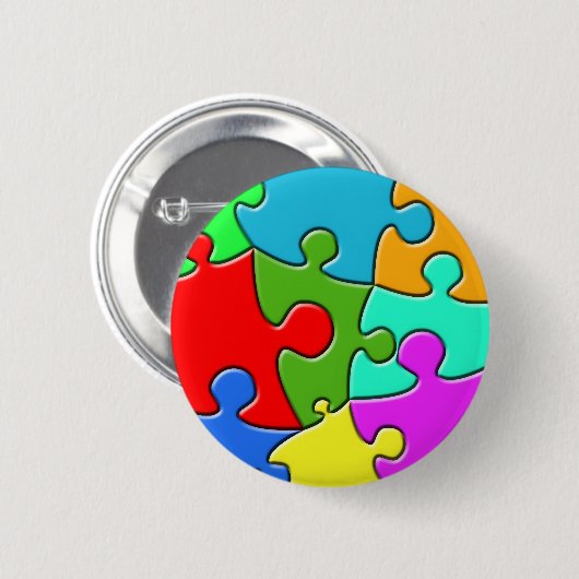 Badge Rond 5 Cm Puzzle psychédélique (Devant & derrière)