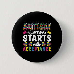 Badge Rond 5 Cm Puzzle Sensibilisation Autisme Accepter Comprendre
