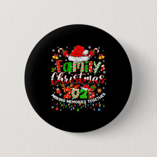 Badge Rond 5 Cm Pyjama de Noël 2025 tenue de famille assortie 