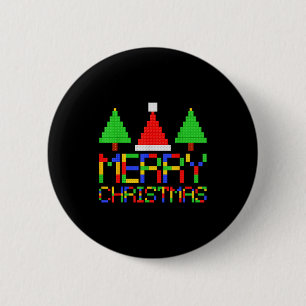 Badge Rond 5 Cm Pyjama de Noël Blocs Amoureux de la Construction G