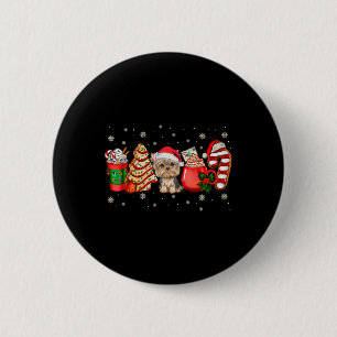 Badge Rond 5 Cm Pyjama de Noël pour chien Yorkie Mugs Café au Lait