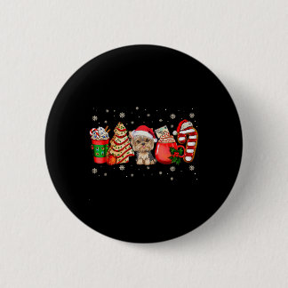 Badge Rond 5 Cm Pyjama de Noël pour chien Yorkie Mugs Café au Lait