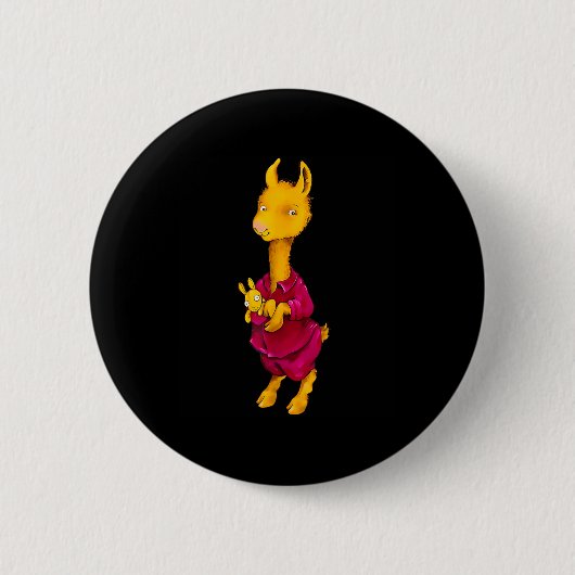Badge Rond 5 Cm Pyjama Rouge Llama Pour Enfants (Devant)