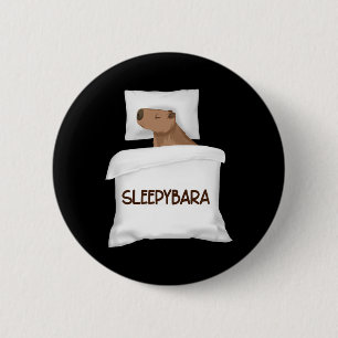 Badge Rond 5 Cm Pyjamas de nuit de Capybara Officielle Dormir Slee