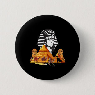 Badge Rond 5 Cm Pyramide de tête de la reine égyptienne Cleopatra