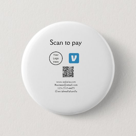 Badge Rond 5 Cm Q R code venmo scanner pour payer ajouter le logo  (Devant)