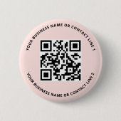 Badge Rond 5 Cm QR Code Business Template Blush Pink (Devant)
