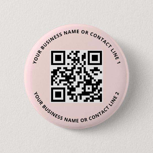 Badge Rond 5 Cm QR Code Business Template Blush Pink (Devant)