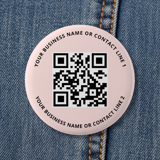 Badge Rond 5 Cm QR Code Business Template Blush Pink