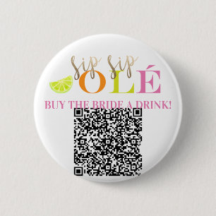 Badge Rond 5 Cm QR Code Final Fiesta Acheter le bouton "Mariée" 