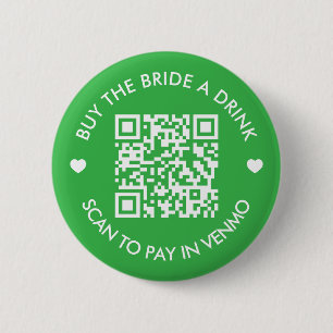Badge Rond 5 Cm QR Code Vert Clair : Offrez un Verre à la Mariée