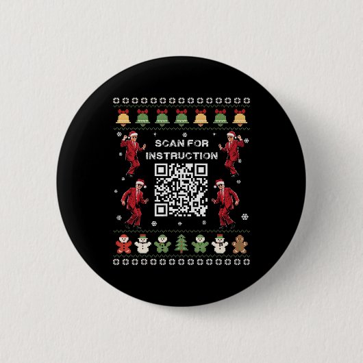 Badge Rond 5 Cm Qr Trump Dance Code Président Analyse De L'Instruc (Devant)