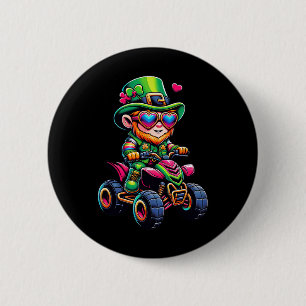 Badge Rond 5 Cm Quad Léprechaun Enfants Hommes Femmes St Patri