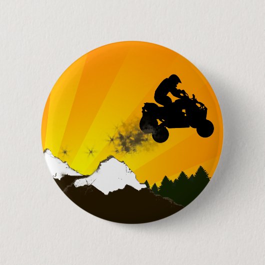 Badge Rond 5 Cm quads. coucher de soleil orange. (Devant)