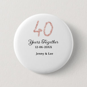 Badge Rond 5 Cm Quarante ans ensemble lettre noire rose pailletée