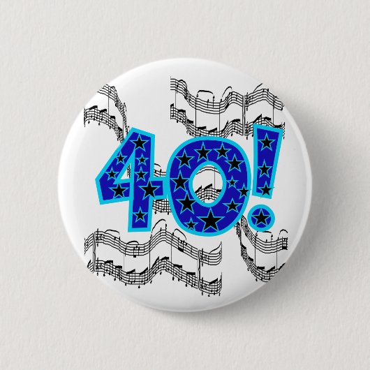 Badge Rond 5 Cm Quarantième anniversaire de musical (Devant)