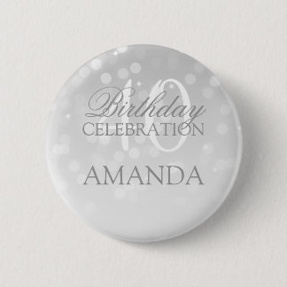Badge Rond 5 Cm quarantième Lumières d'étincelle de Bokeh d'argent