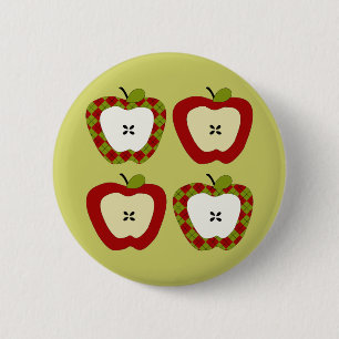 Badge Rond 5 Cm Quartet d'Apple de plaid