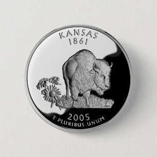 Badge Rond 5 Cm Quartier d'État de Faux Kansas