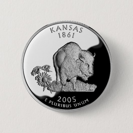 Badge Rond 5 Cm Quartier d'État de Faux Kansas (Devant)