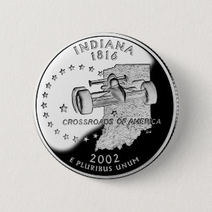 Badge Rond 5 Cm Quartier d'état de Indiana Reverse Side Faux