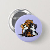 Badge Rond 5 Cm Quatre Cavalier King Charles Spaniels (Devant & derrière)