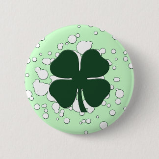 Badge Rond 5 Cm quatre feuilles de trèfle : bulles :