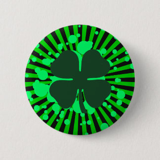 Badge Rond 5 Cm quatre feuilles de trèfle : bulles :