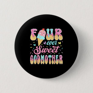 Badge Rond 5 Cm Quatre marraine douce 4e anniversaire fille glace