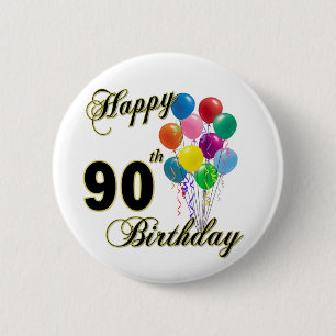 Badge Rond 5 Cm Quatre-vingt-dixième cadeaux d'anniversaire et