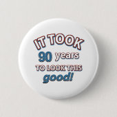 Badge Rond 5 Cm quatre-vingt-dixième conceptions d'anniversaire (Devant)