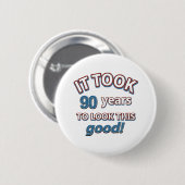 Badge Rond 5 Cm quatre-vingt-dixième conceptions d'anniversaire (Devant & derrière)