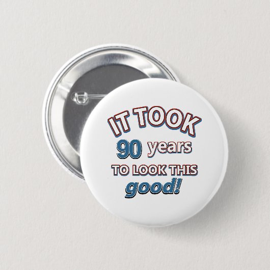Badge Rond 5 Cm quatre-vingt-dixième conceptions d'anniversaire (Devant & derrière)