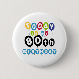 Badge Rond 5 Cm Quatre-vingtième anniversaire de ballons