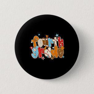 Badge Rond 5 Cm Quatrième Année Retour À L'École Basketball De Bas