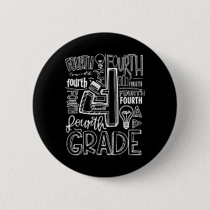 Badge Rond 5 Cm Quatrième typographie de 4e année Retour à l'école